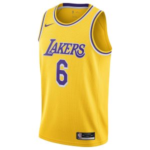Nike Men's Los Angeles Lakers Lebron James Gold #6 Icon Swingman Jersey - Cw3669-738