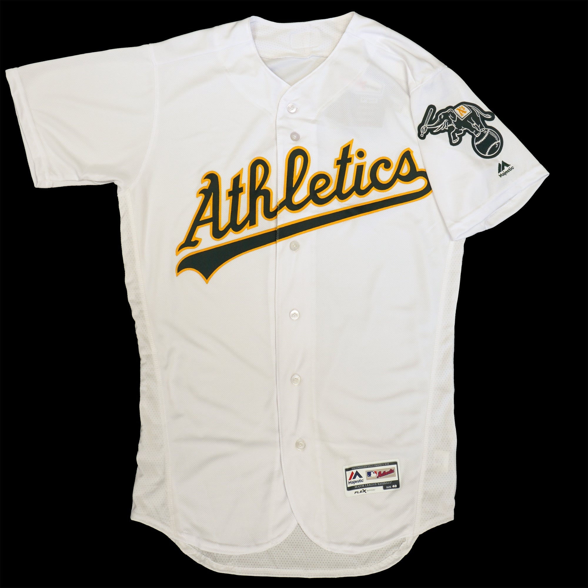 Majestic Men's Mlb Oakland Athletics Authentic On Field Flex Base Jersey - Home White