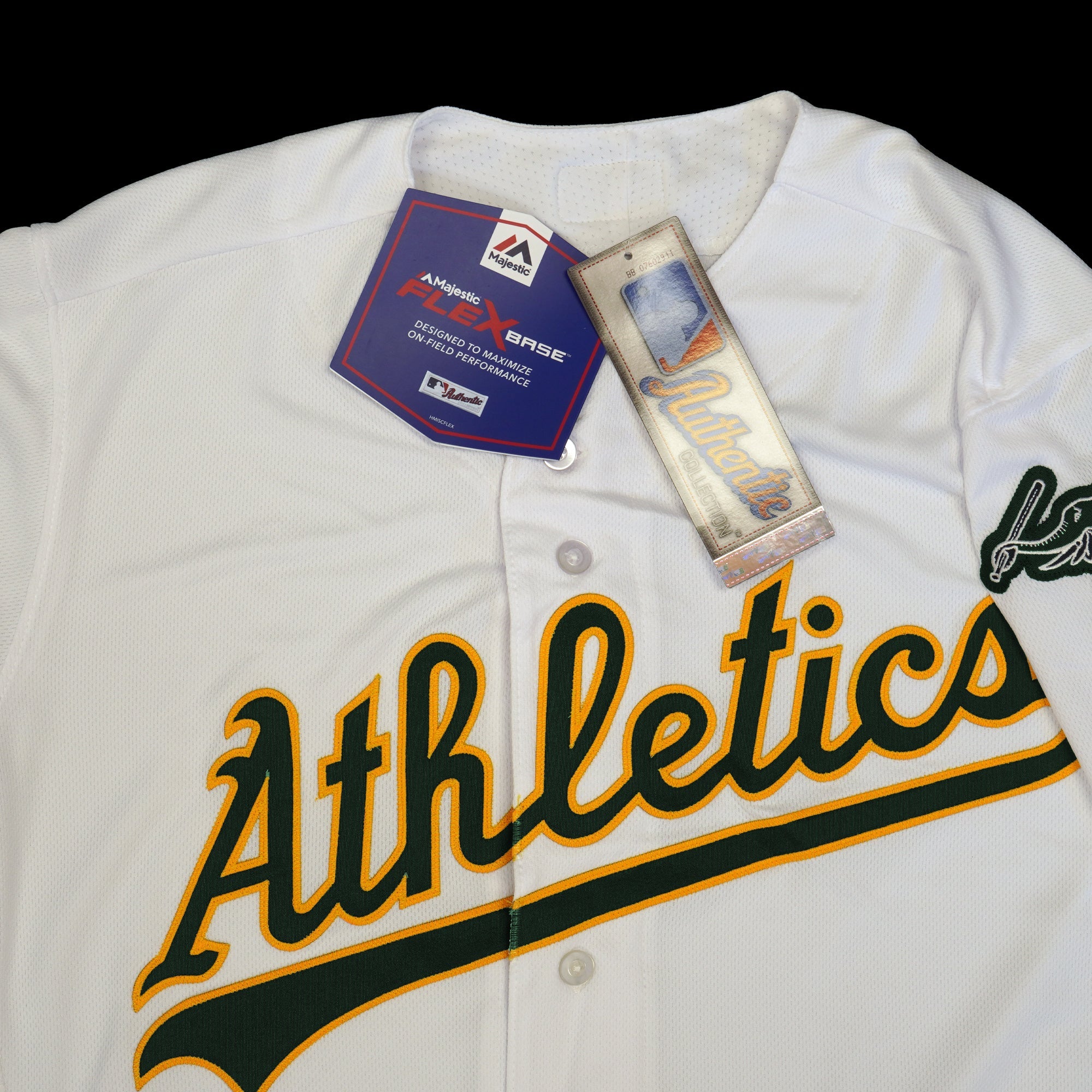Majestic Men's Mlb Oakland Athletics Authentic On Field Flex Base Jersey - Home White - Image 4