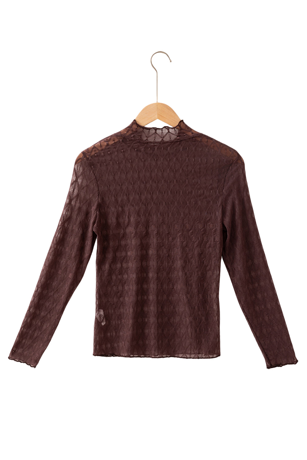 Threaded Pear Ruth Sheer Mesh Patterned Lettuce Trim Top - Image 8