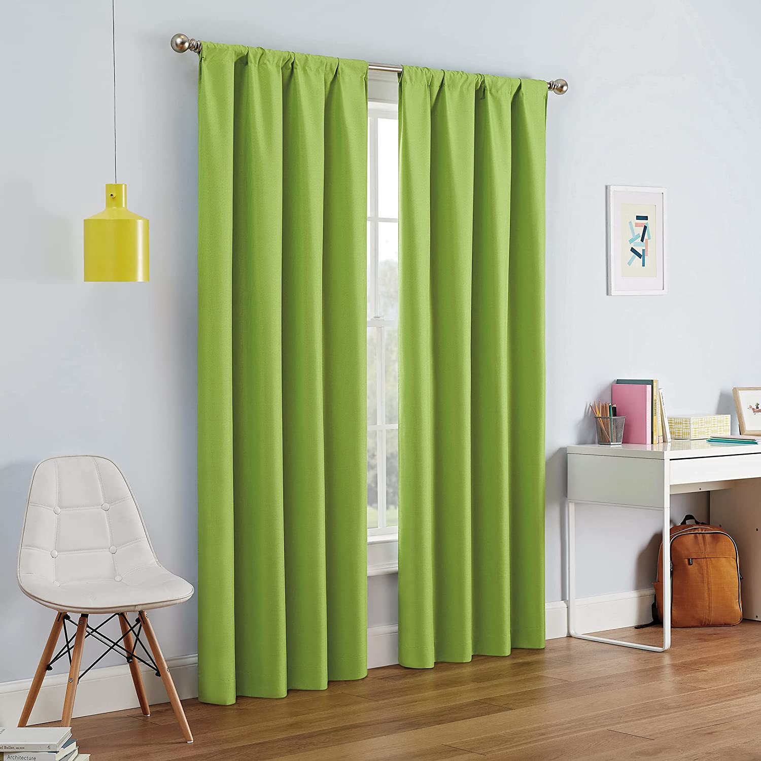 J&V Textiles 2 Panels Solid Grommet Faux Silk Window Curtain Drapes Treatment in 84 Length - Image 32