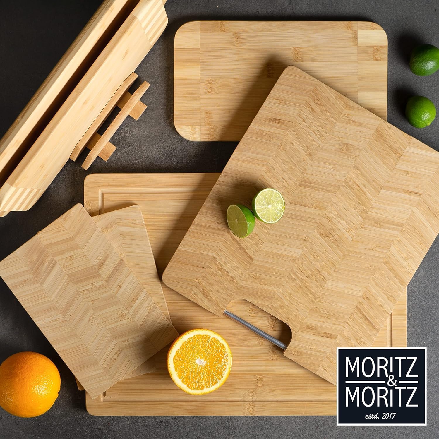 Moritz & Moritz XXL Bamboo Cutting & Serving Board | Large Wooden Chopping Board with Juice Groove - Image 7