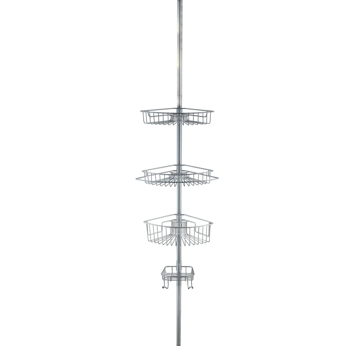 J&V Textiles 4 Tier Rustproof Shower Caddy Corner Organizer With Adjustable Shelves and Tension Pole - Image 6