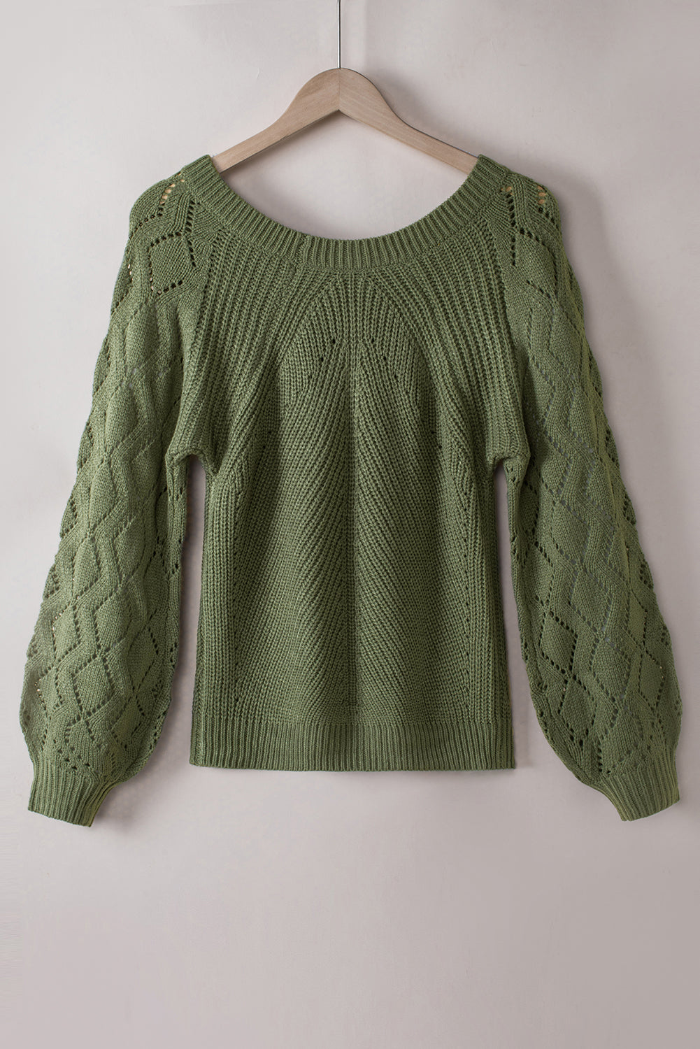 Lia Hollow-out Puffy Sleeve Knit Sweater by Threaded Pear - Image 9