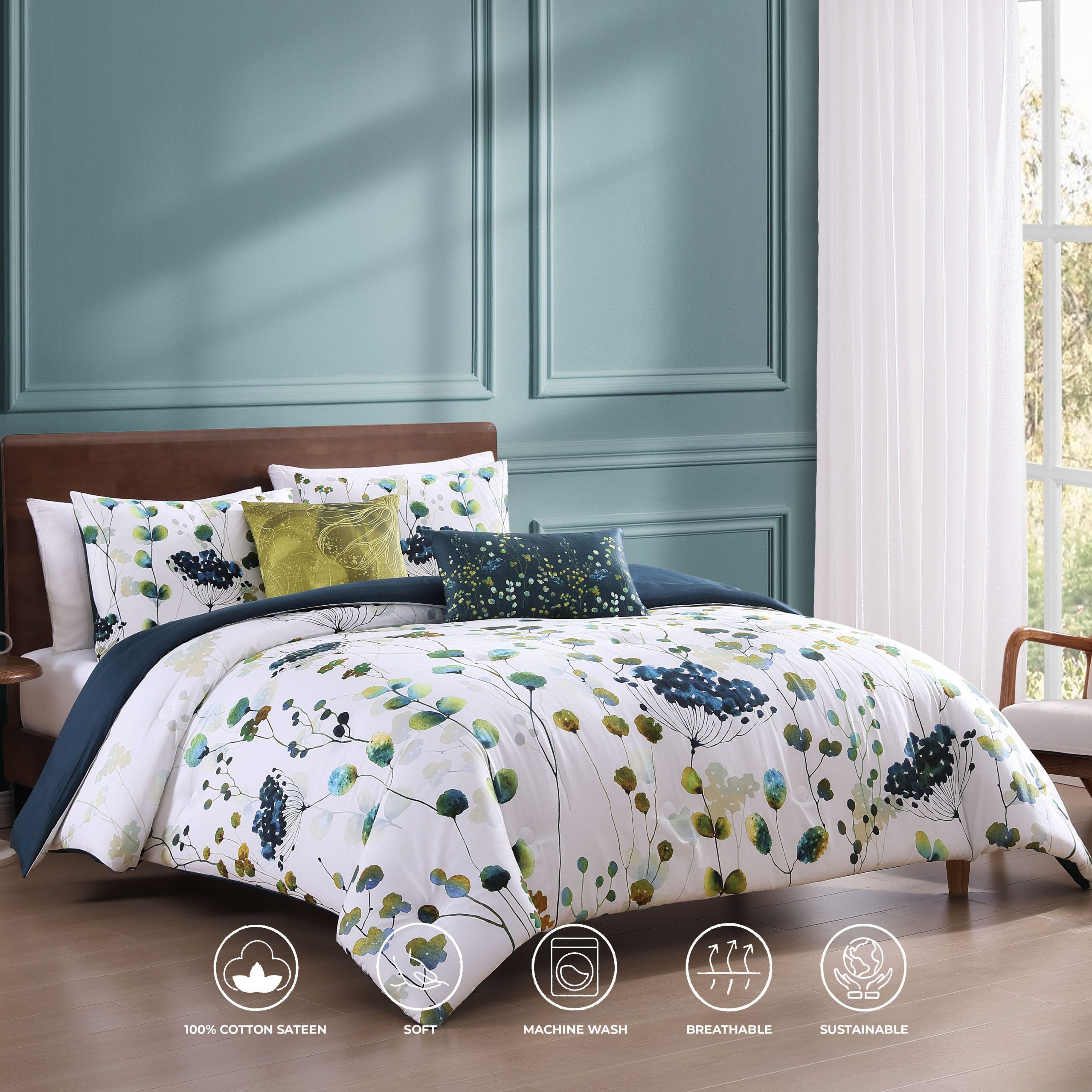 Bebejan Abstract Vines 5 Piece Reversible Comforter Set - Image 2