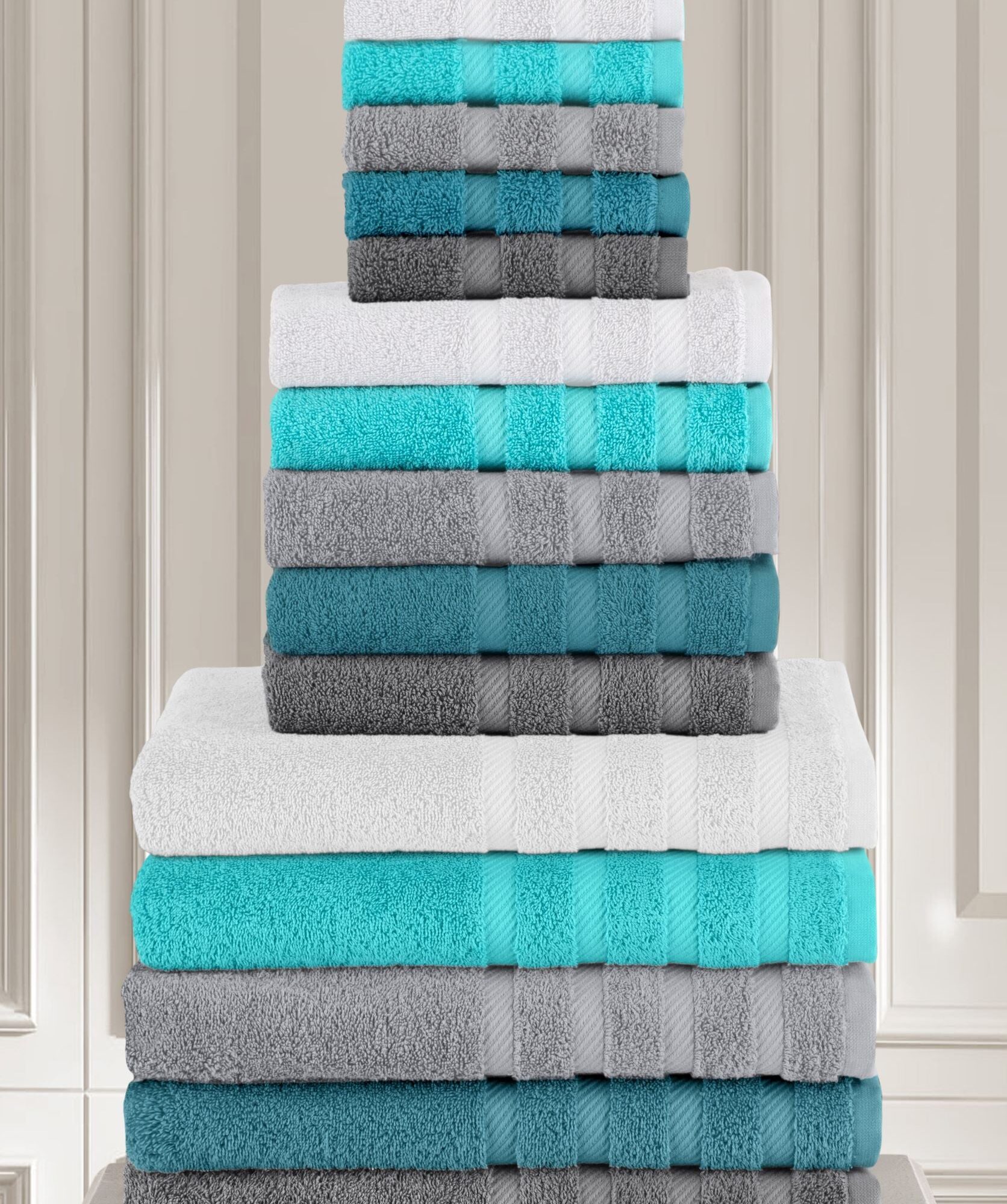 Classic Turkish Towels Antalya Turkish Cotton Bath. Hand. Washcloth Hotel Collection - 6 pc Towel Set