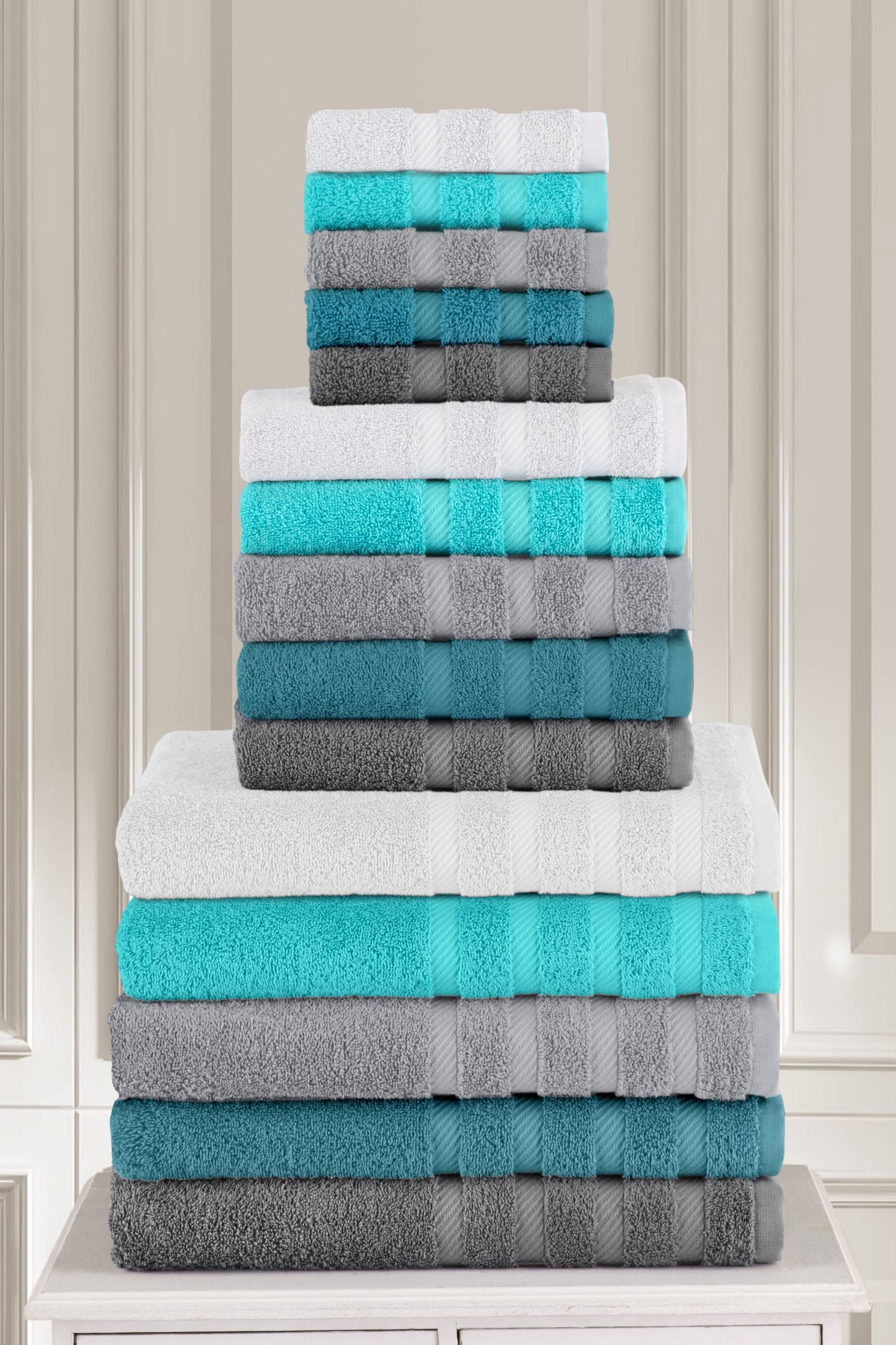 Classic Turkish Towels Antalya Turkish Cotton Bath. Hand. Washcloth Hotel Collection - 6 pc Towel Set
