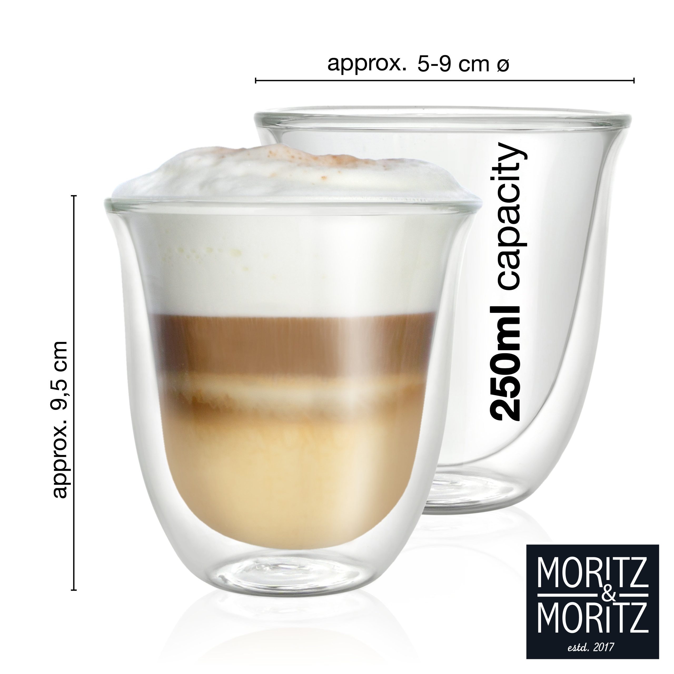 Moritz & Moritz Caff?? Italia Napoli Double Walled Coffee Glasses | Set of 6 Hot & Cold Cups - Image 6