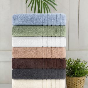 Classic Turkish Towels Barnum Turkish Cotton Thick and Plush Towel Set of 4 - 2 Large Bath Towels
