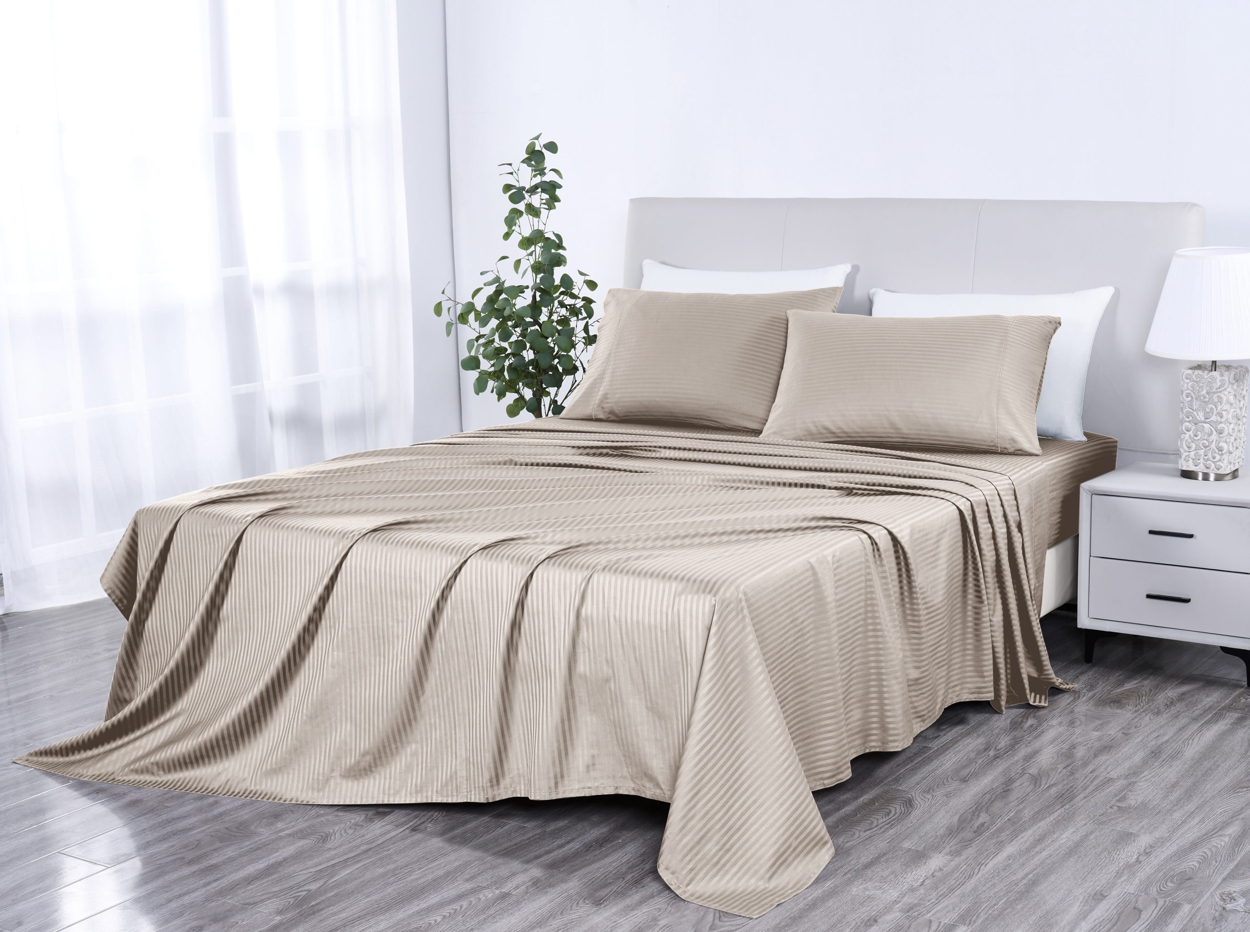 Kathy Ireland 500 Thread Count Damask Stripe Sheet Set with Optifit - Image 6