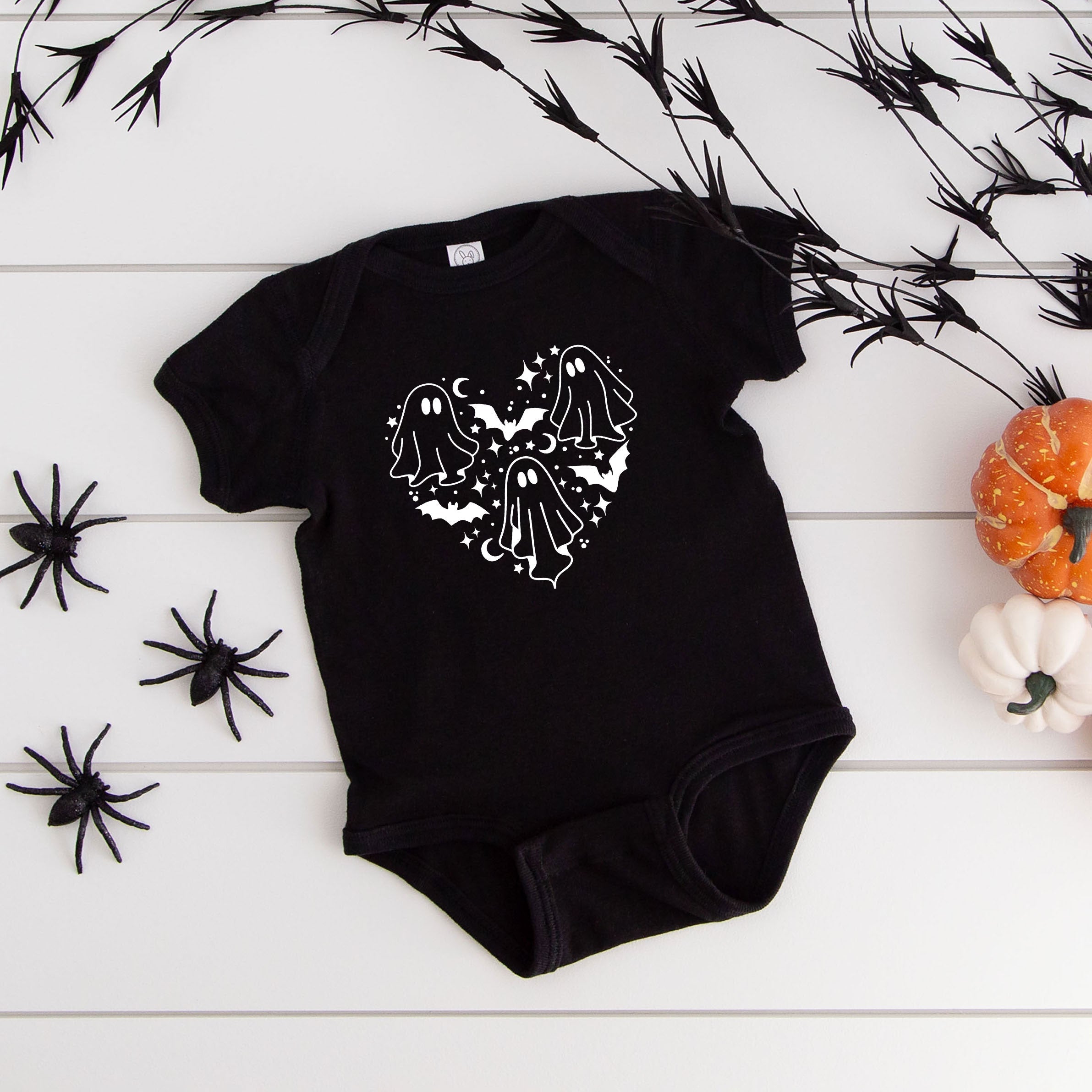 The Juniper Shop Baby Ghosts Heart Graphic Short Sleeve Onesie by - Image 2