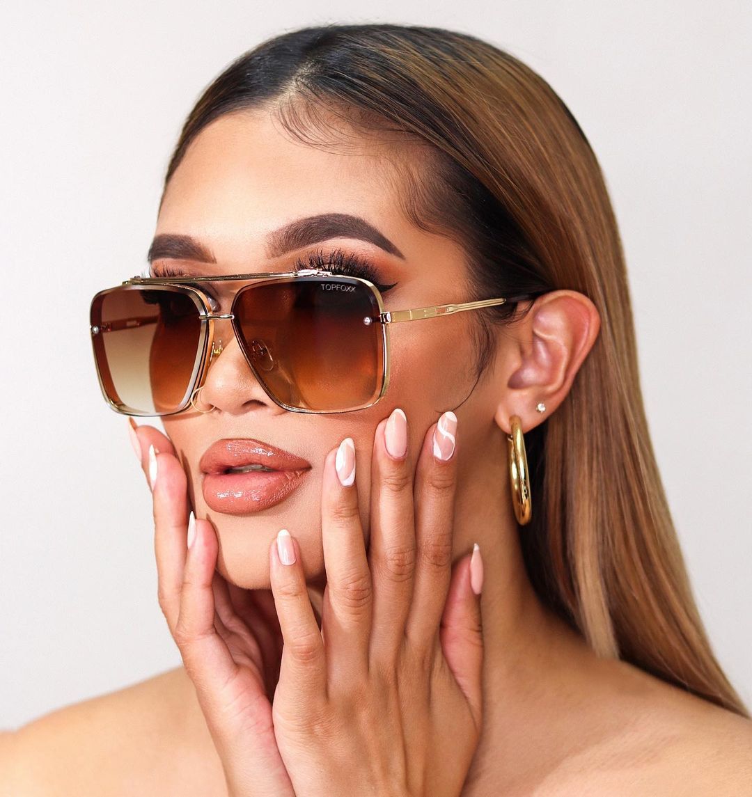 TopFoxx Bella Coffee - Tangle Free Women's Aviator Sunglasses - Image 5