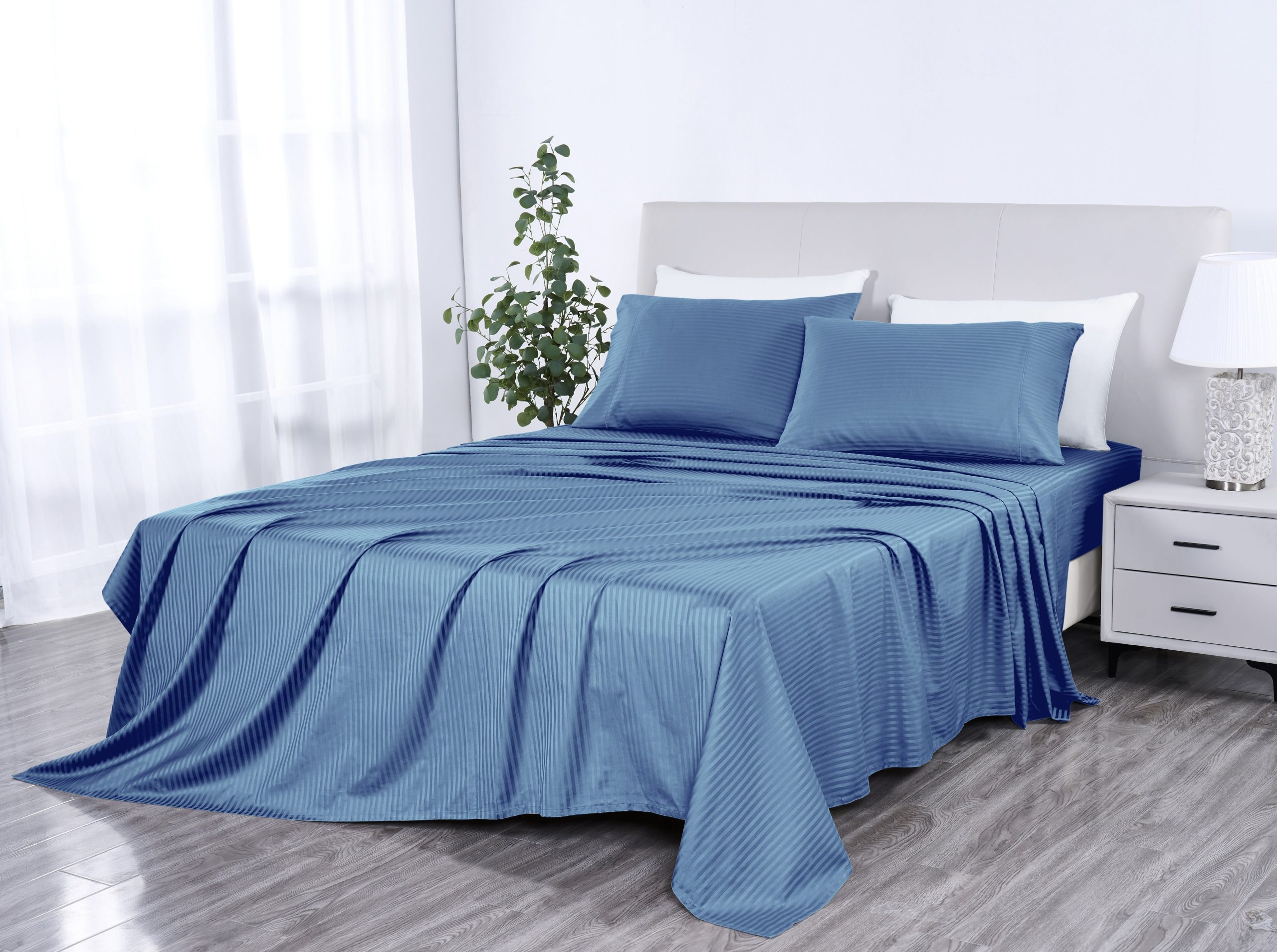 Kathy Ireland 500 Thread Count Damask Stripe Sheet Set with Optifit - Image 7