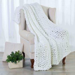 Kathy Ireland Chunky Knit Chenille Throw Blanket
