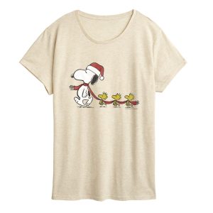Peanuts - Christmas Snoopy & Woodstock - Women's Short Sleeve Graphic T-Shirt