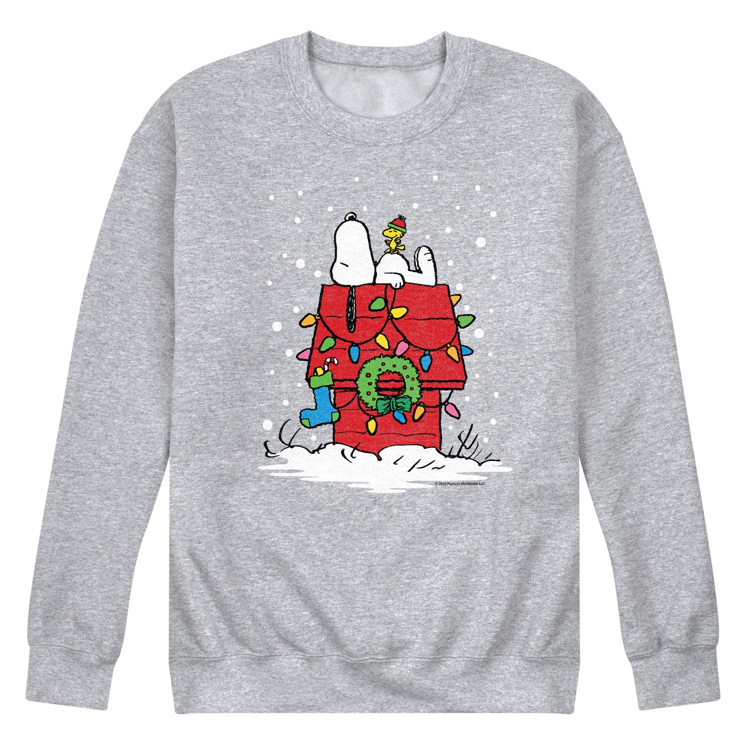 Peanuts - Snoopy Holiday House - Men's Crew Neck Fleece Pullover