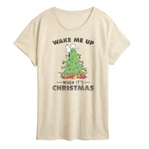 Peanuts - Snoopy Wake Me Up Christmas - Women's Short Sleeve Graphic T-Shirt