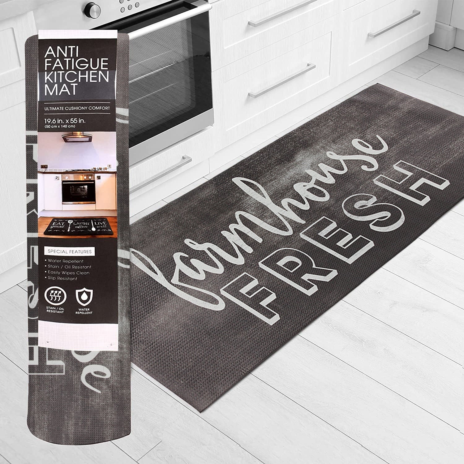 20x55 Oversized Cushioned Anti-Fatigue Kitchen Runner Mat (Farmhouse Fresh) - Image 3