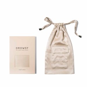 Drowsy Sleep Co. Dusty Gold Silk Carry Pouch