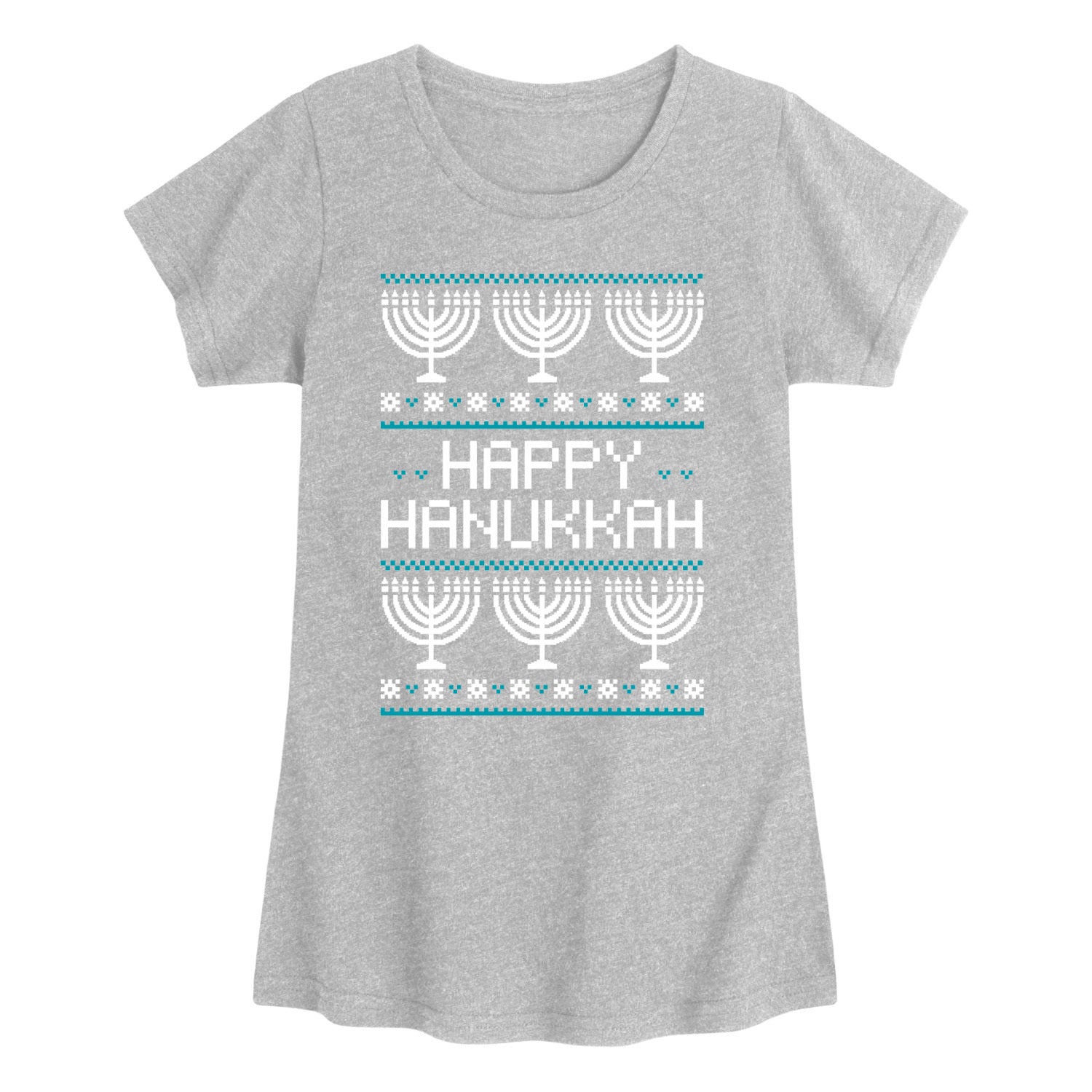 Instant Message - Happy Hanukkah Ugly Style - Youth Girls Short Sleeve T-shirt