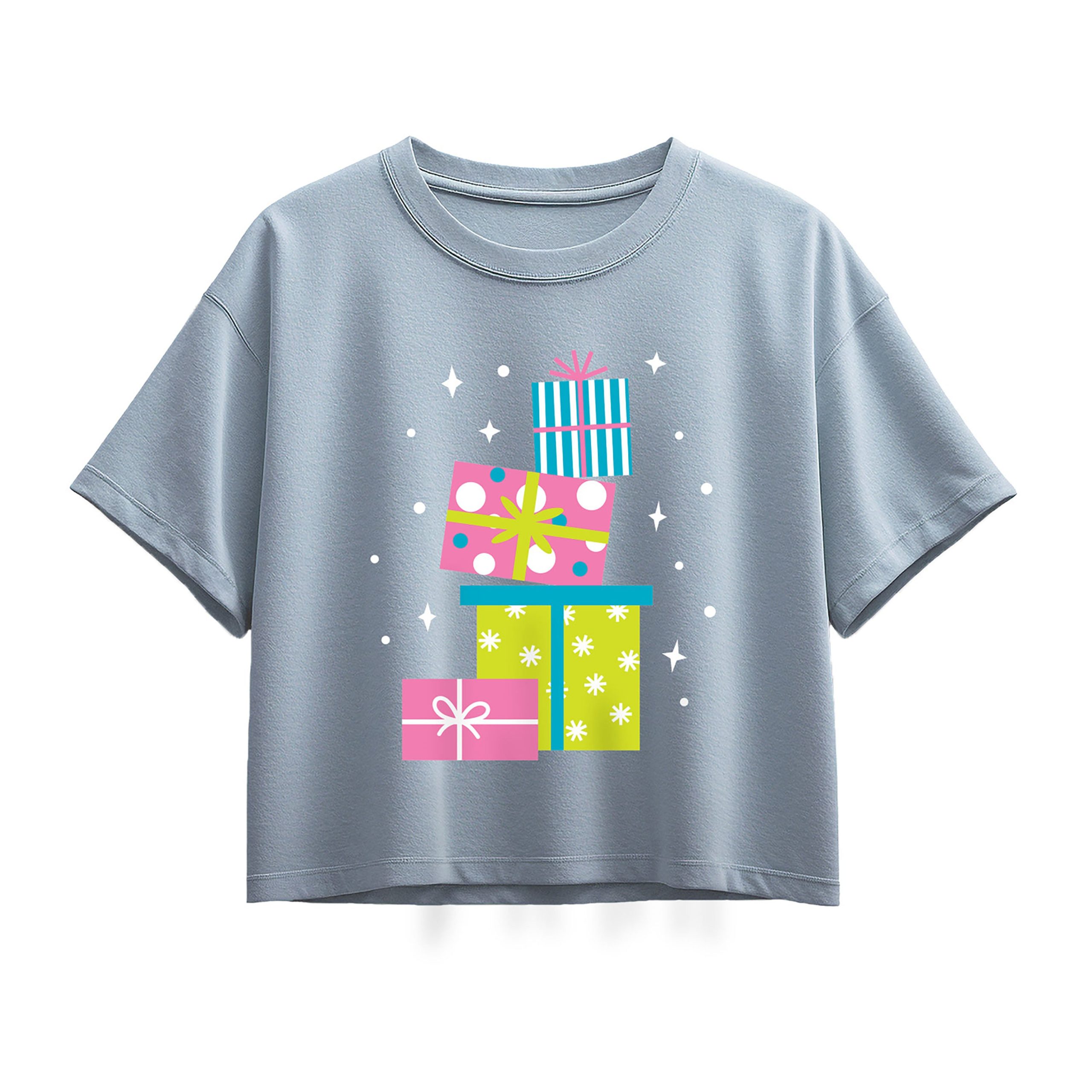Instant Message - Colorful Presents - Youth Girl Short Sleeve Boxy Tee - Image 2