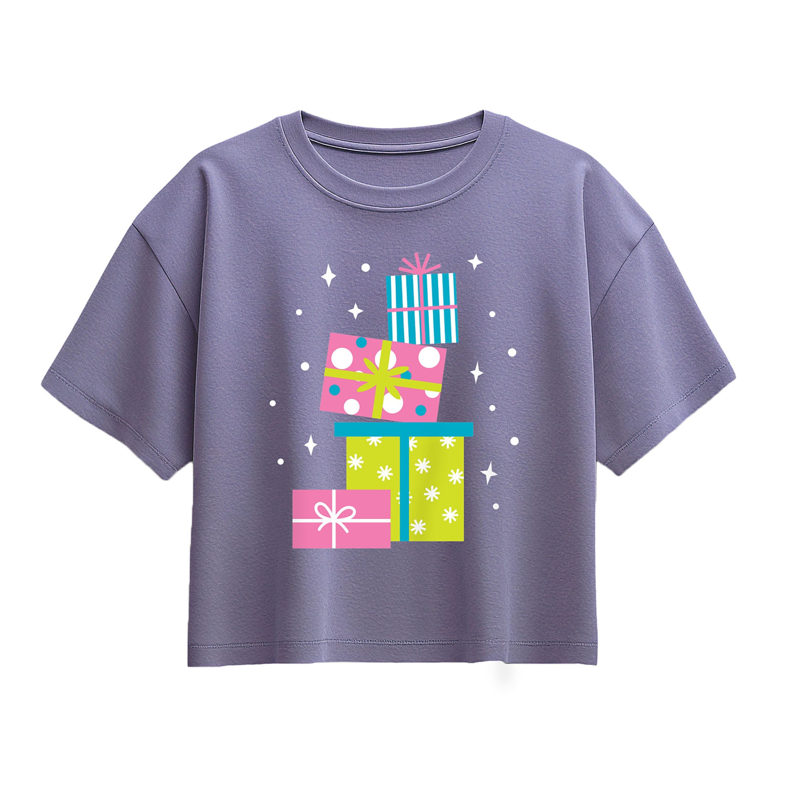 Instant Message - Colorful Presents - Youth Girl Short Sleeve Boxy Tee - Image 4