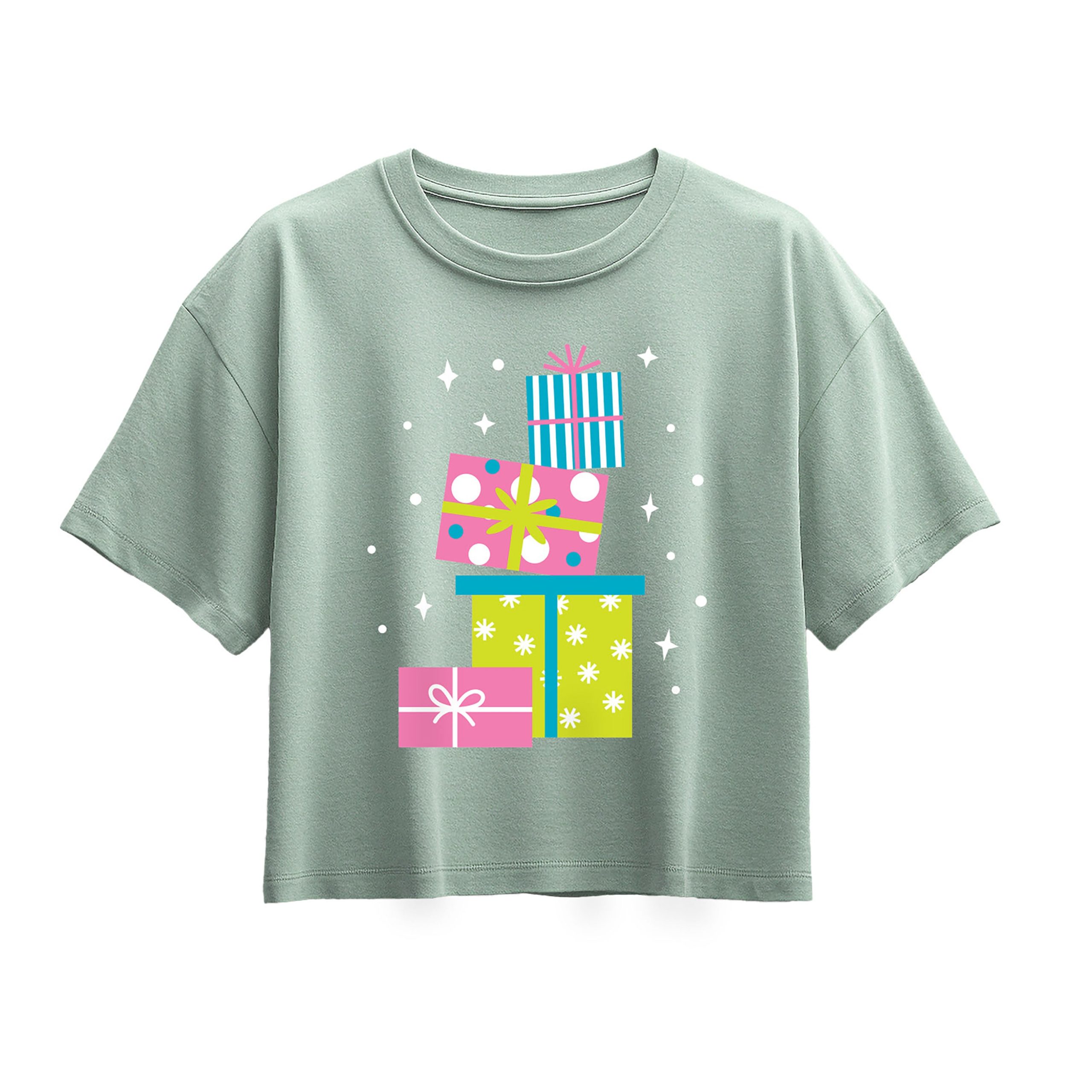 Instant Message - Colorful Presents - Youth Girl Short Sleeve Boxy Tee - Image 5