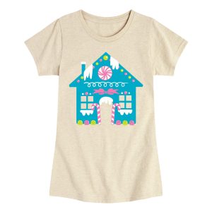 Instant Message - Cute Gingerbread House - Youth Girls Short Sleeve T-shirt
