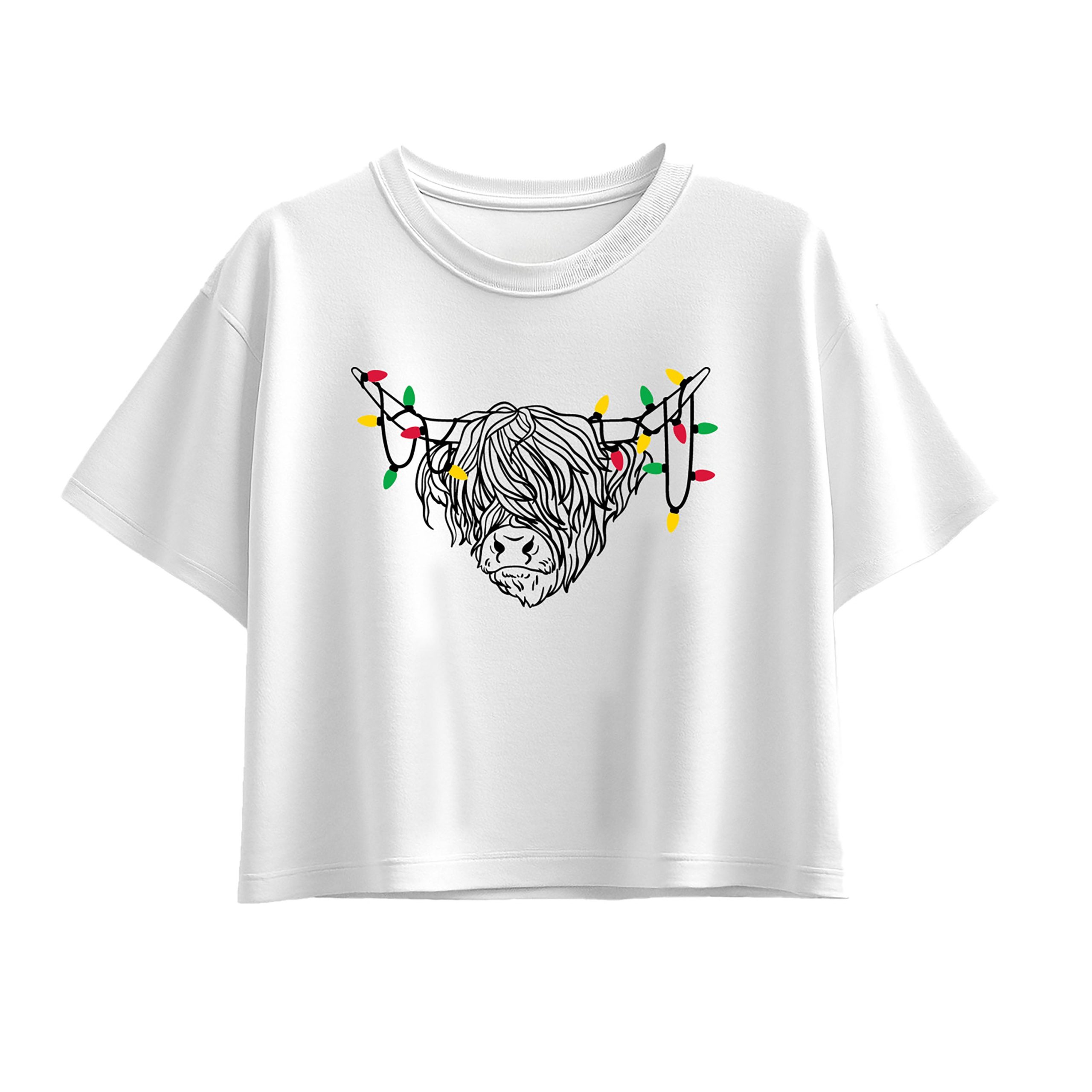 Instant Message - Christmas Highland Cow - Youth Girl Short Sleeve Boxy Tee - Image 4
