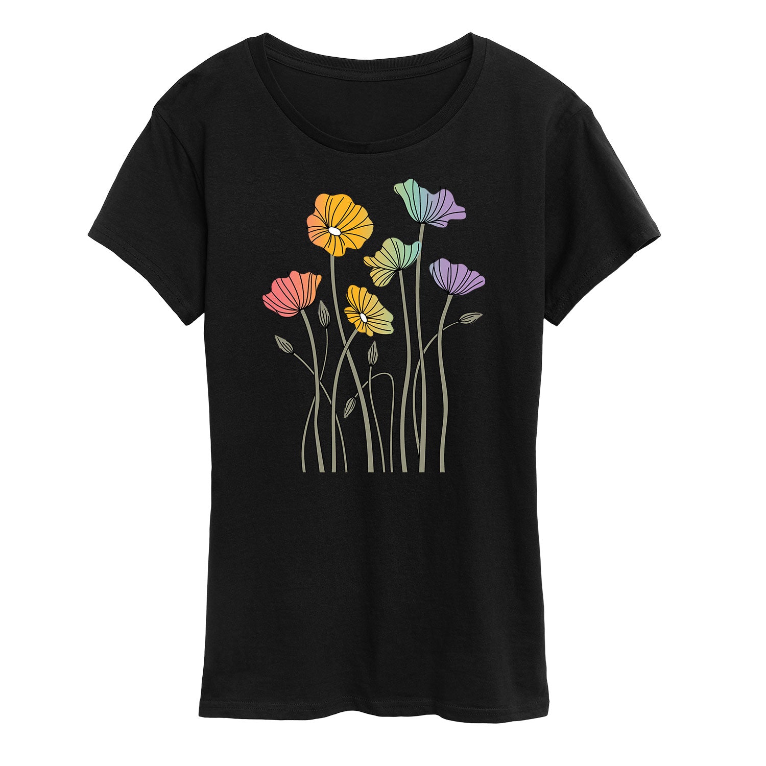 Instant Message - Rainbow Poppies - Women's Short Sleeve Graphic T-Shirt