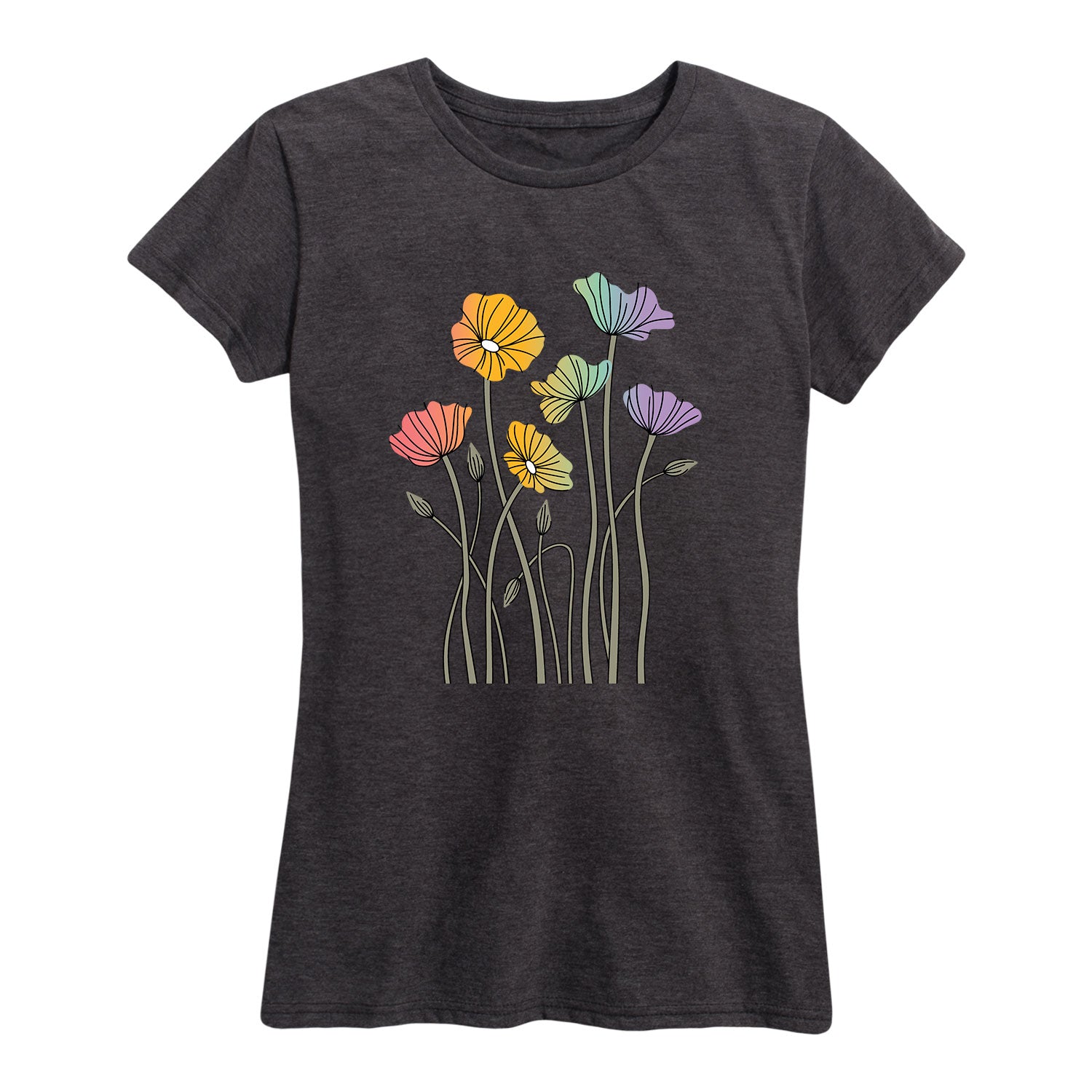 Instant Message - Rainbow Poppies - Women's Short Sleeve Graphic T-Shirt - Image 2