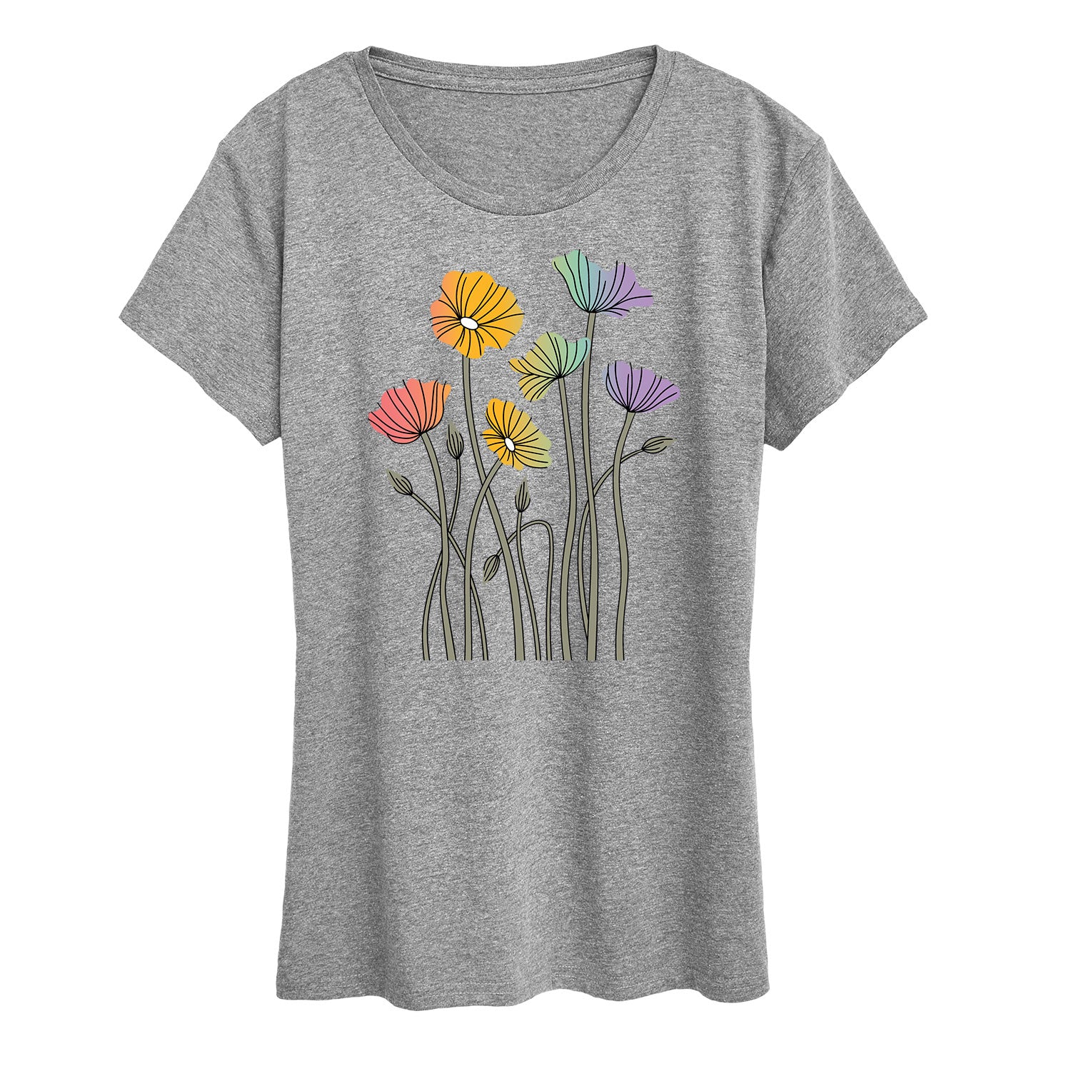Instant Message - Rainbow Poppies - Women's Short Sleeve Graphic T-Shirt - Image 3