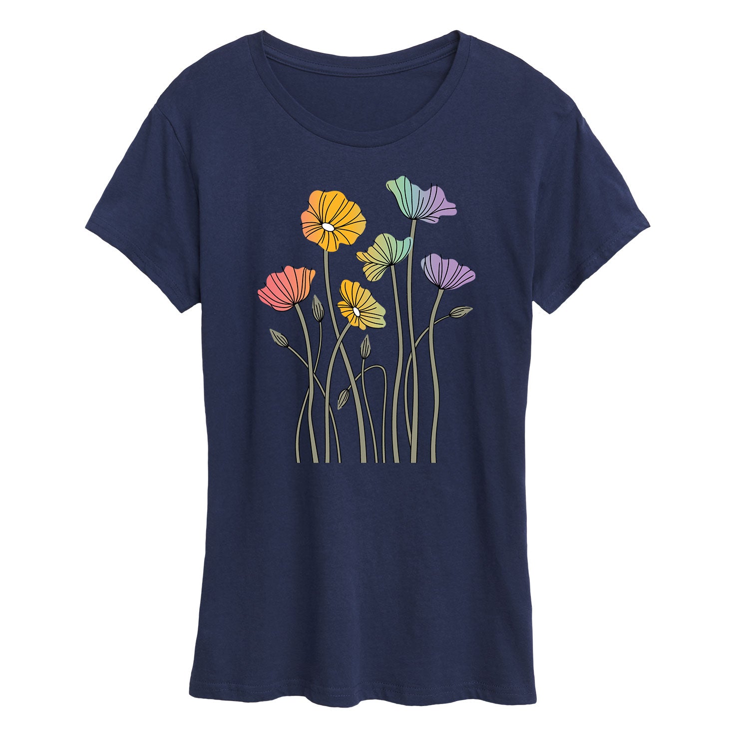 Instant Message - Rainbow Poppies - Women's Short Sleeve Graphic T-Shirt - Image 4