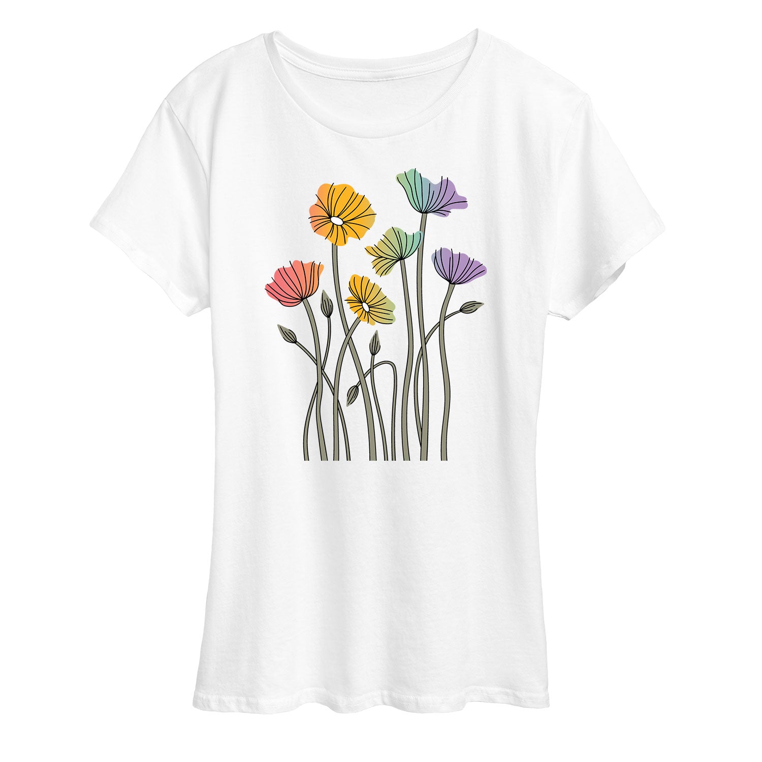 Instant Message - Rainbow Poppies - Women's Short Sleeve Graphic T-Shirt - Image 5