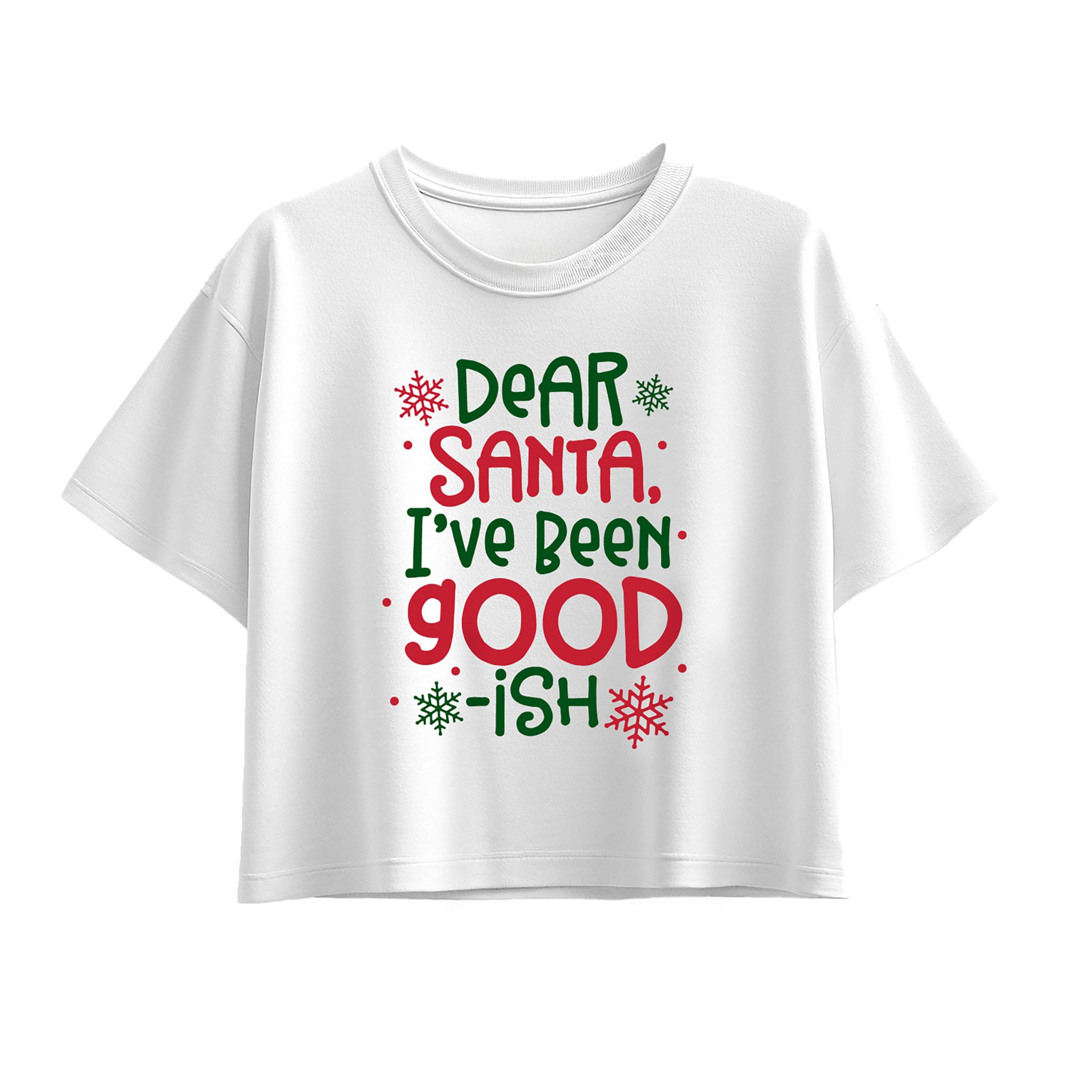 Instant Message - Dear Santa Goodish - Youth Girl Short Sleeve Boxy Tee - Image 3