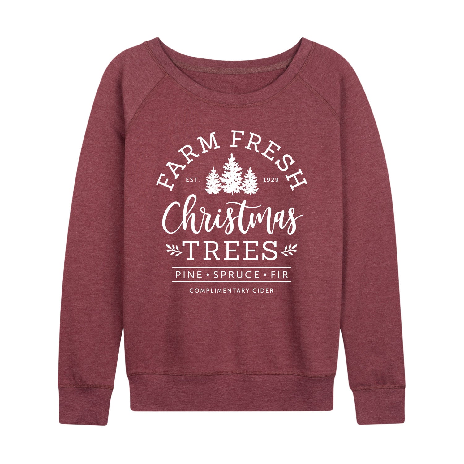 Instant Message - Farm Fresh Christmas Trees - Womens French Terry Pullover Long Sleeve Shirt
