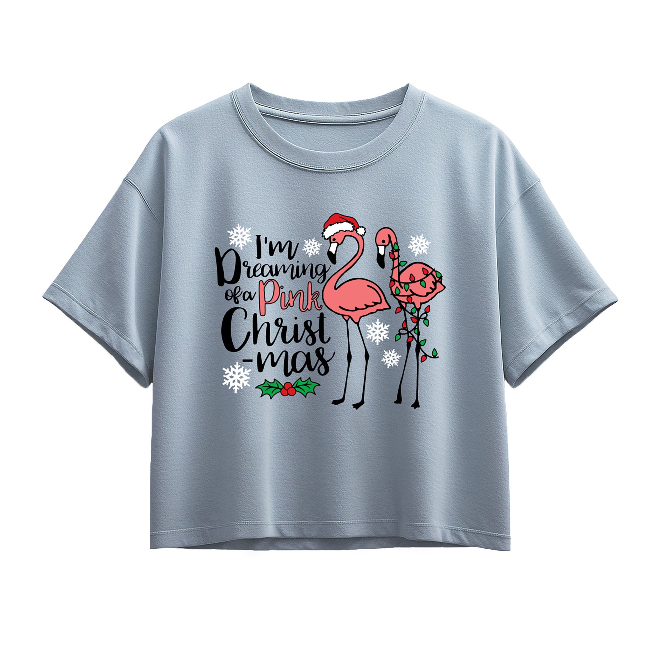 Instant Message - Im Dreaming Of A Pink Christmas - Youth Girl Short Sleeve Boxy Tee