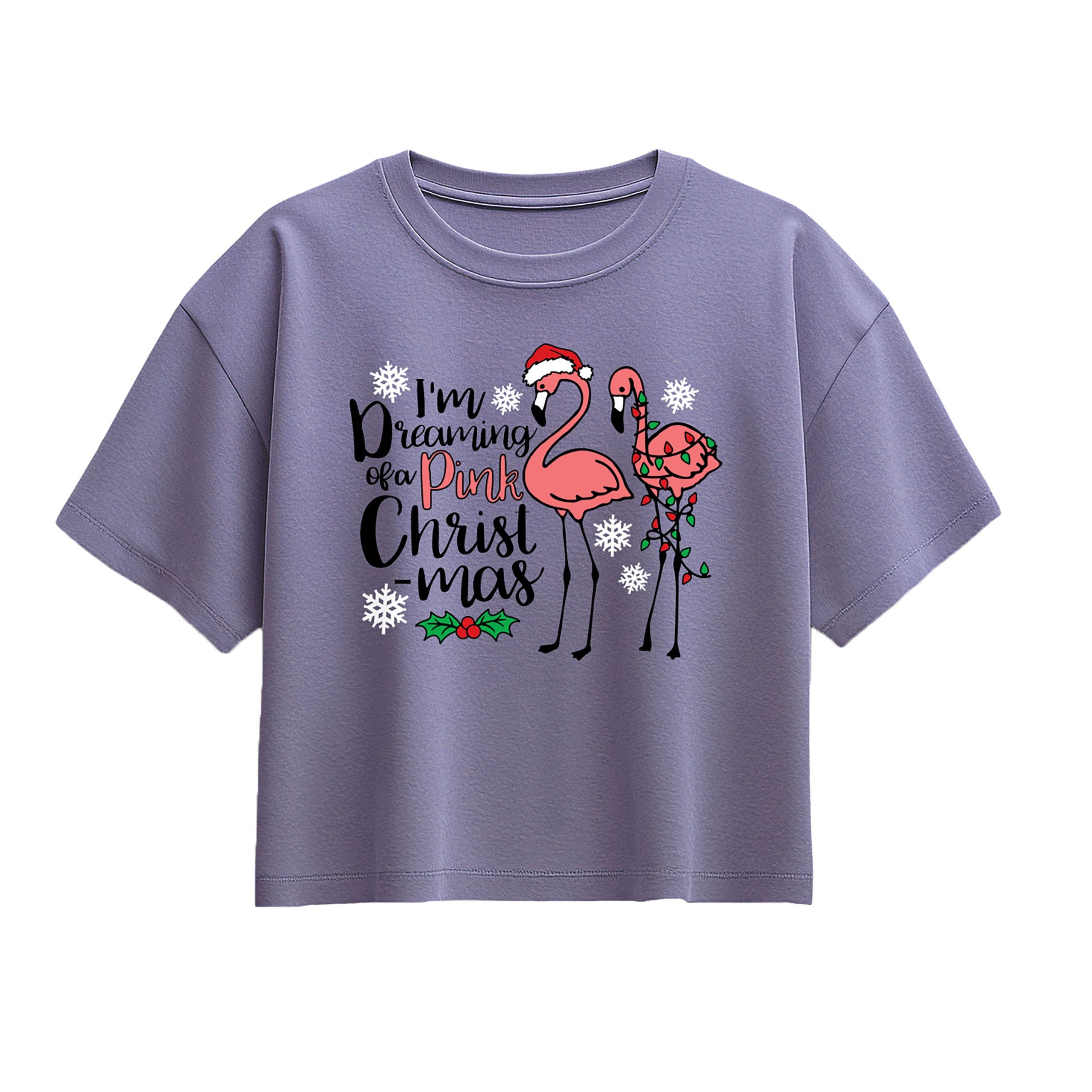 Instant Message - Im Dreaming Of A Pink Christmas - Youth Girl Short Sleeve Boxy Tee - Image 3