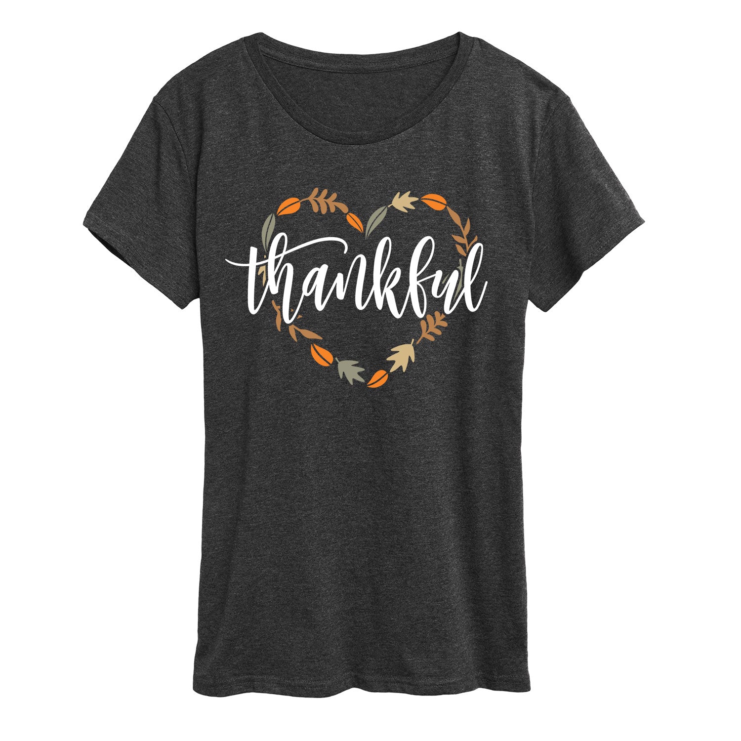 Instant Message - Thankful Leaf Heart - Women's Short Sleeve Graphic T-shirt