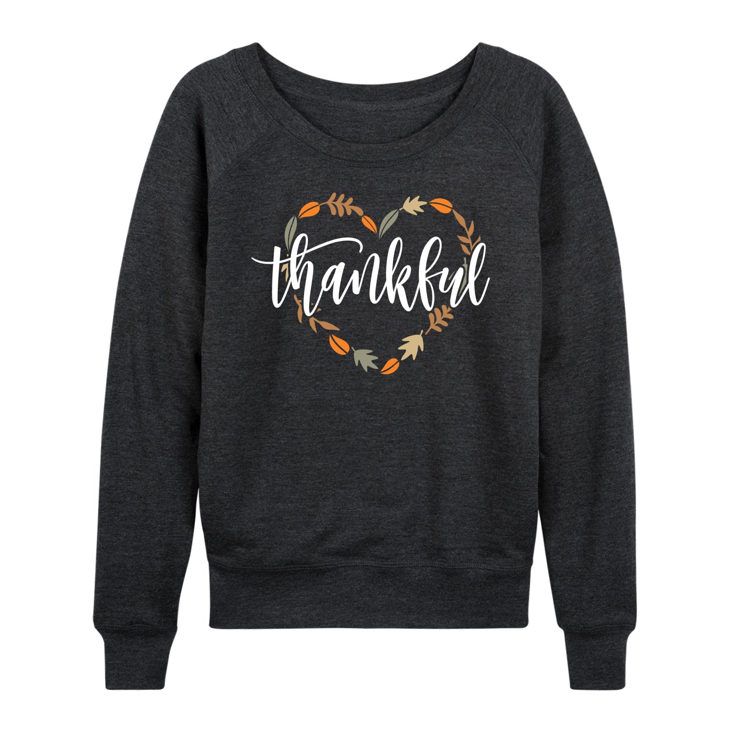 Instant Message - Thankful Leaf Heart - Women's French Terry Long Sleeve Pullover