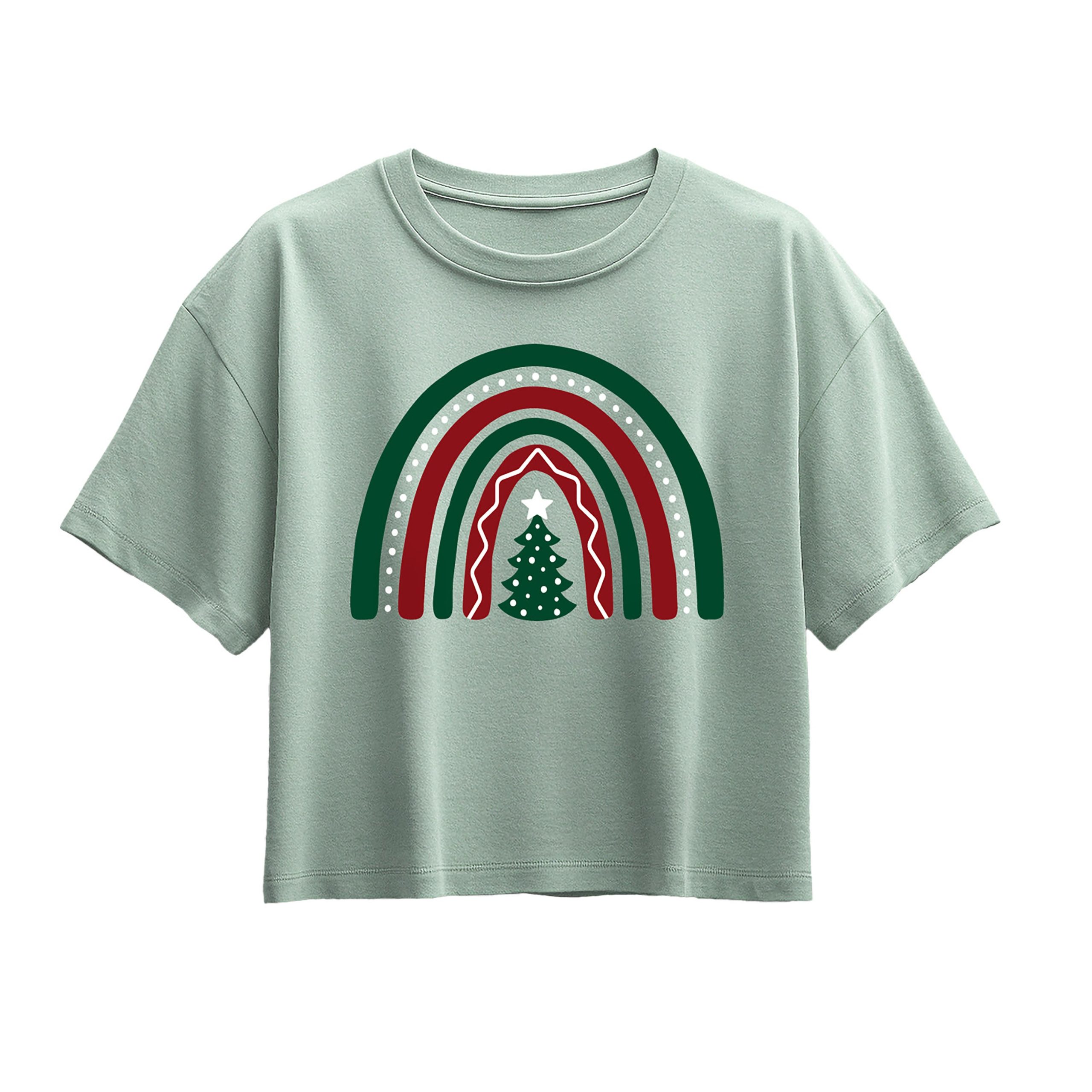 Instant Message - Christmas Rainbow - Youth Girl Short Sleeve Boxy Tee - Image 2