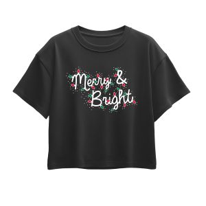 Instant Message - Merry And Bright Lights - Youth Girl Short Sleeve Boxy Tee