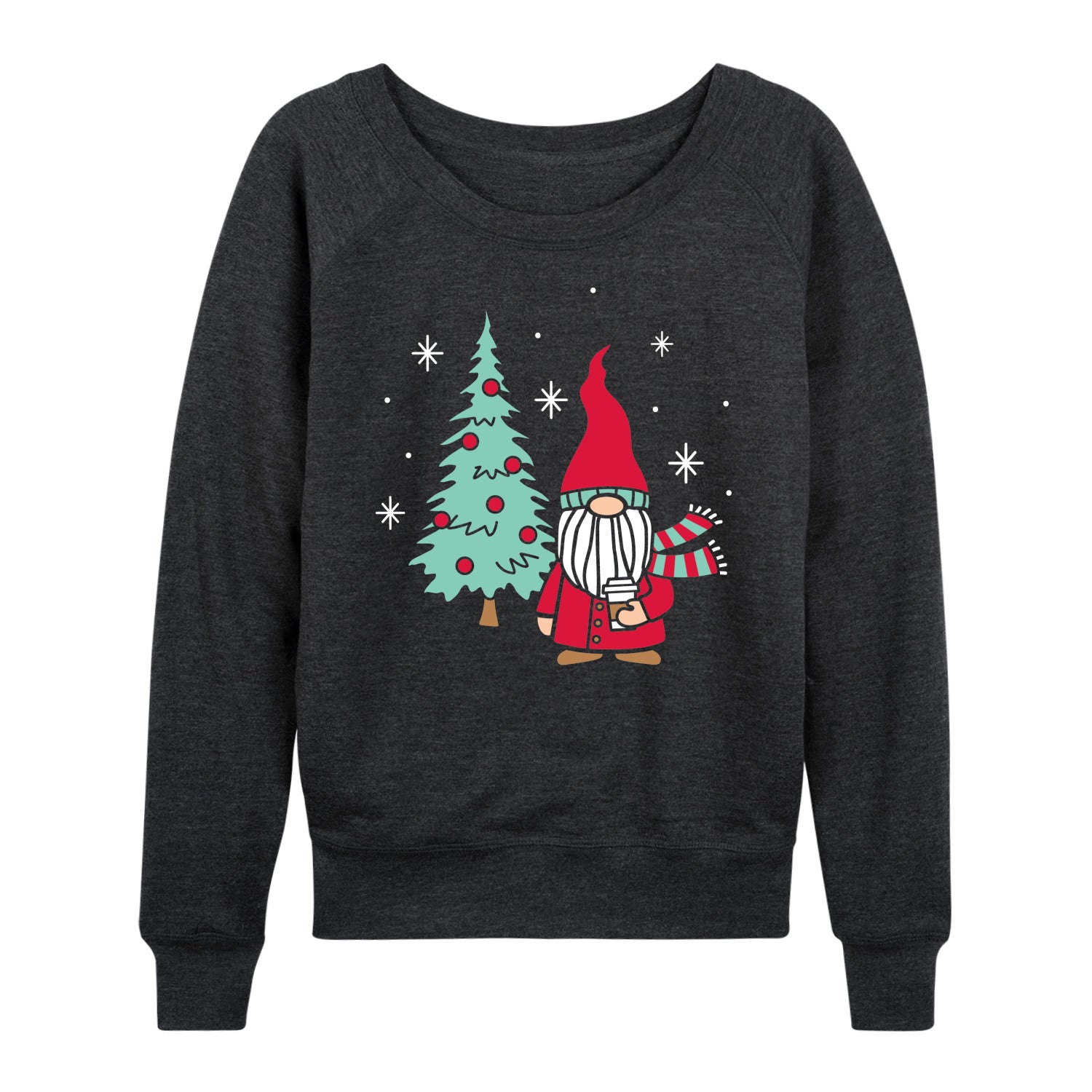 Instant Message - Christmas Gnome Tree - Women's French Terry Long Sleeve Pullover