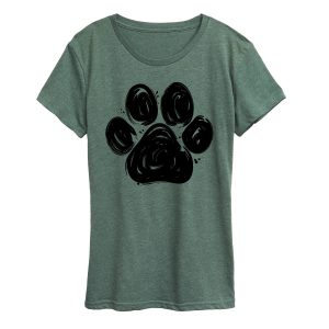 Instant Message - Brushstroke Paw Print - Women's Short Sleeve Graphic T-shirt
