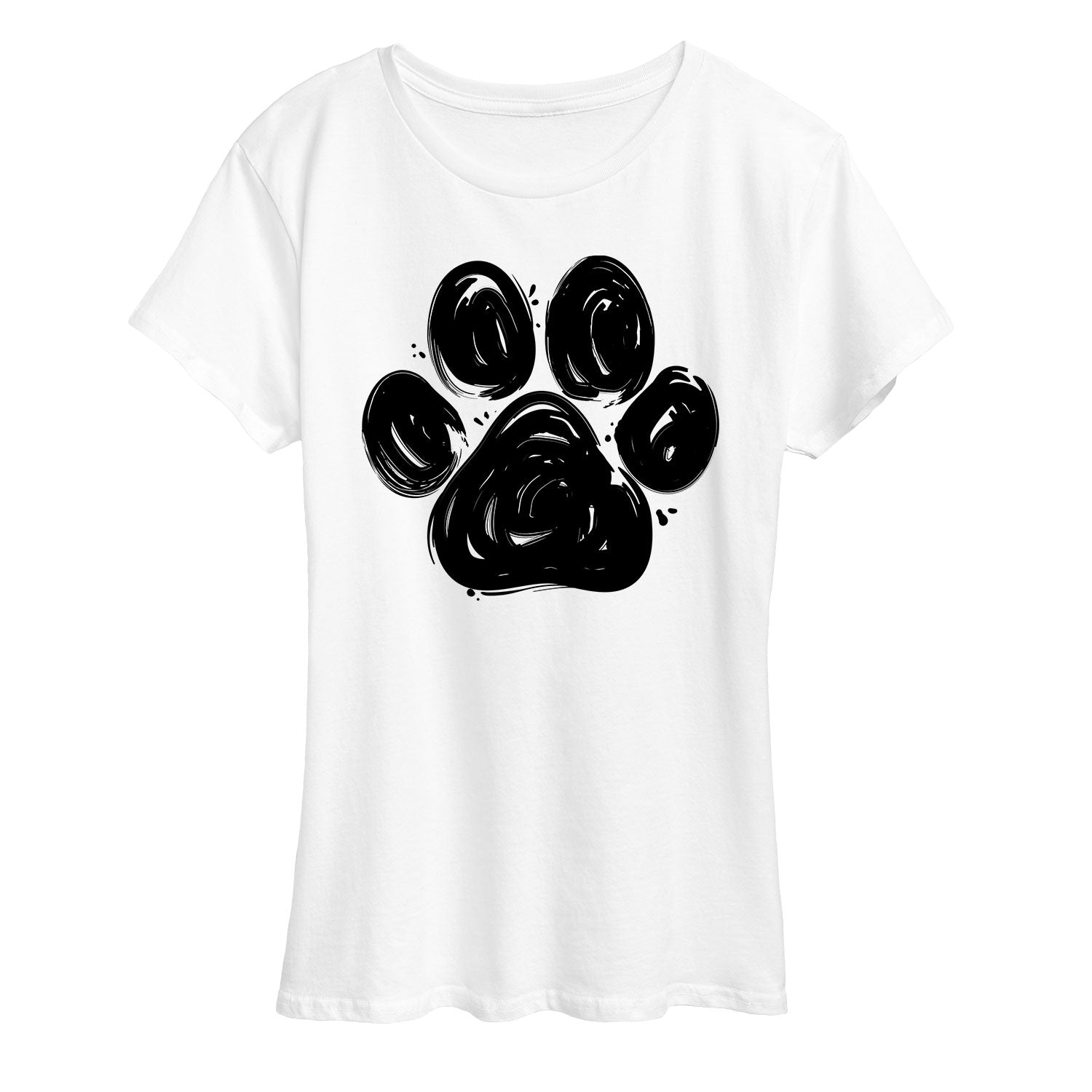 Instant Message - Brushstroke Paw Print - Women's Short Sleeve Graphic T-shirt - Image 2