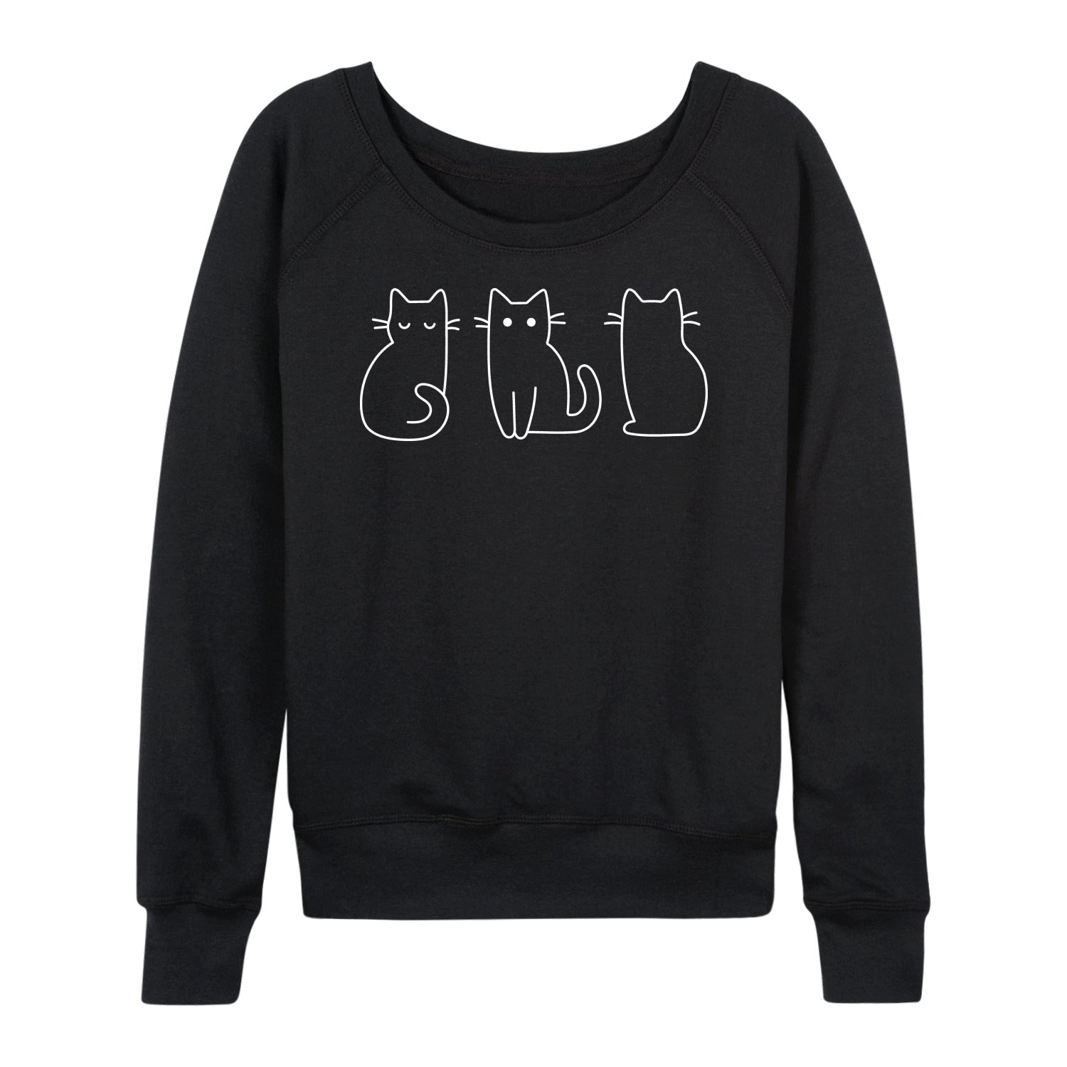 Instant Message - Cat Outlines - Women's French Terry Long Sleeve Pullover