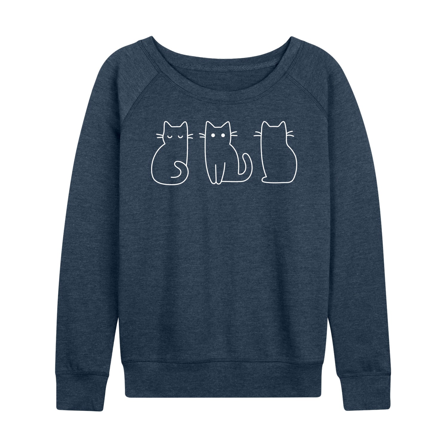 Instant Message - Cat Outlines - Women's French Terry Long Sleeve Pullover - Image 3