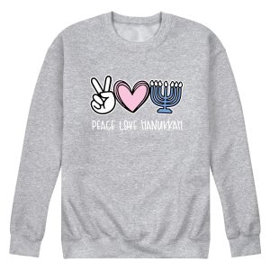 Instant Message - Peace Love Hanukkah - Men's Long Sleeve Crew Fleece Sweatshirt