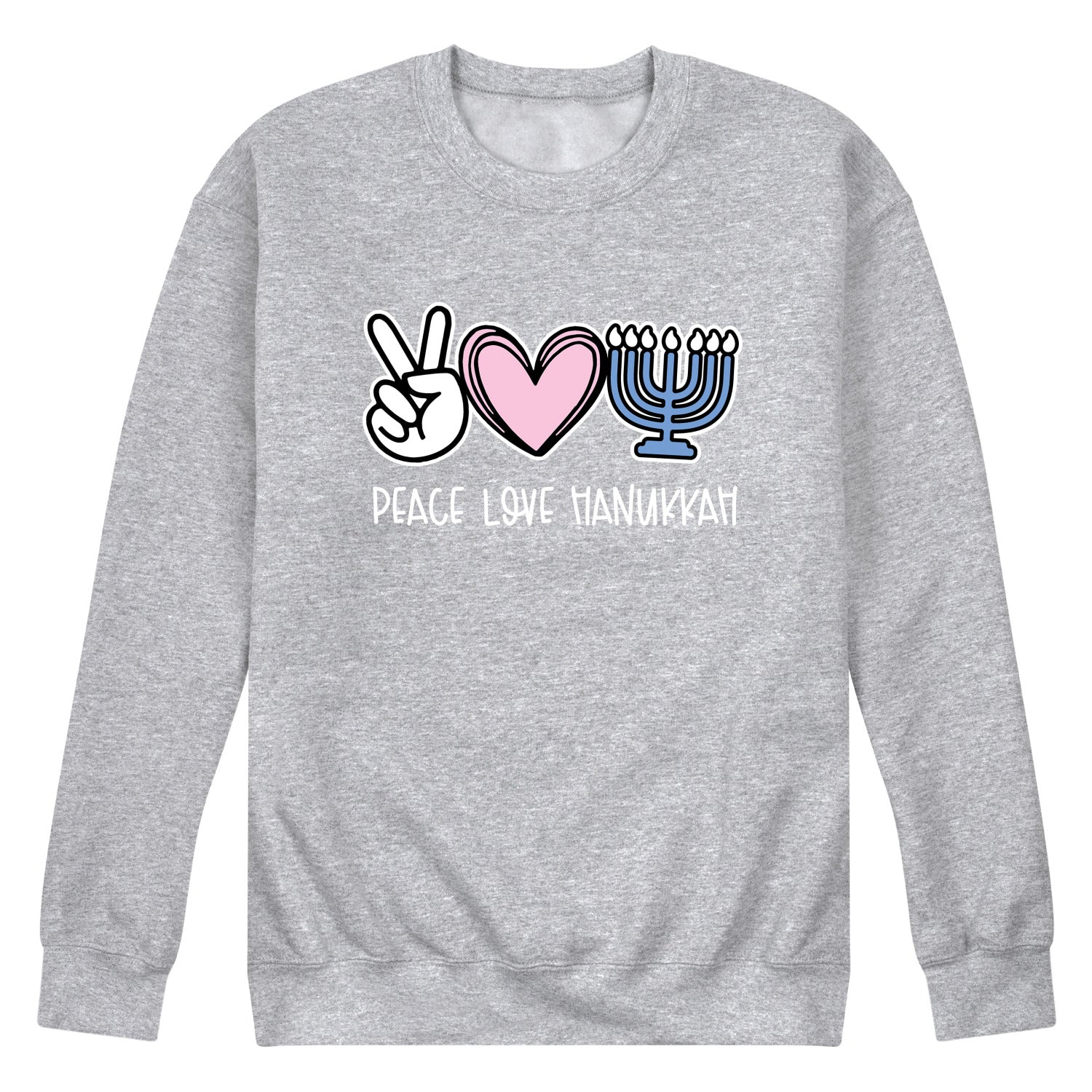 Instant Message - Peace Love Hanukkah - Men's Long Sleeve Crew Fleece Sweatshirt