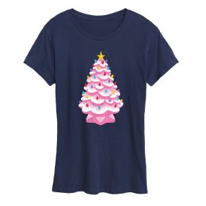 Instant Message - Retro Pink Christmas Tree - Women's Short Sleeve Graphic T-shirt